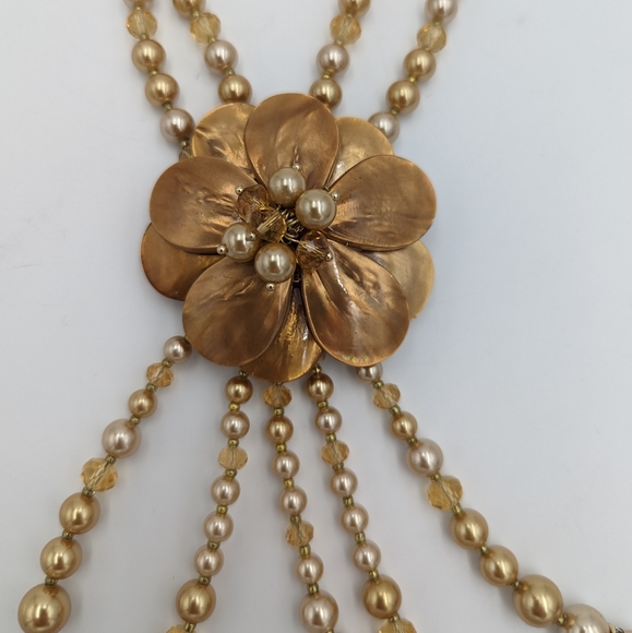 Joan Rivers MOP Gold Bead Glass Starlet Necklace - Picture 2 of 7